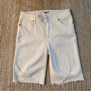 PAIGE Women's Cream Distressed Jean Shorts